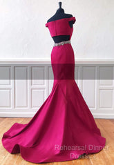 Trumpet/Mermaid Sweep Train Satin Semi Formal Prom Dresses